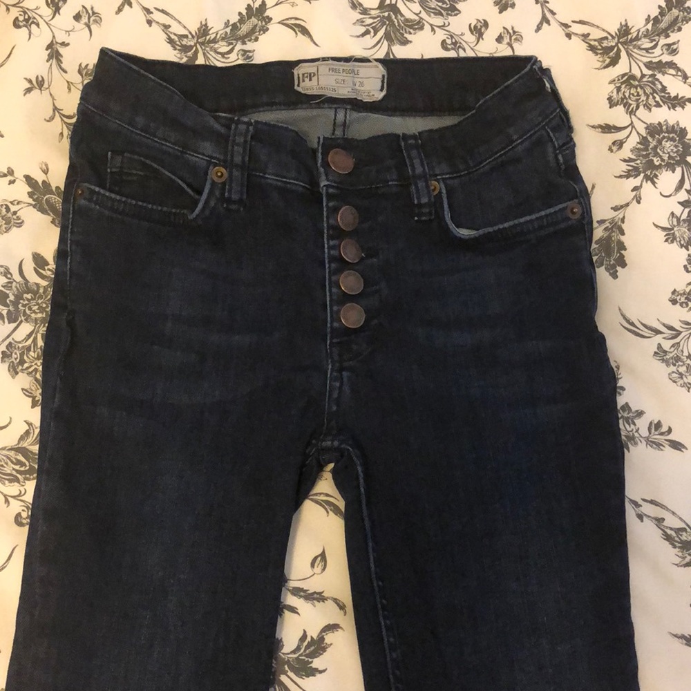 Free People Reagan Button Front Skinny Jeans